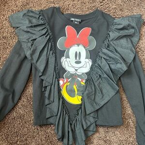 Zara Disney Minnie Mouse Black Long Sleeve Top